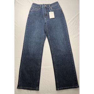 Easy Clothes US 10 High Waist Ankle Straight Jeans Dark Wash NWT